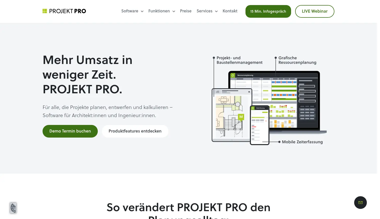 Website der Firma PROJEKT PRO GmbH