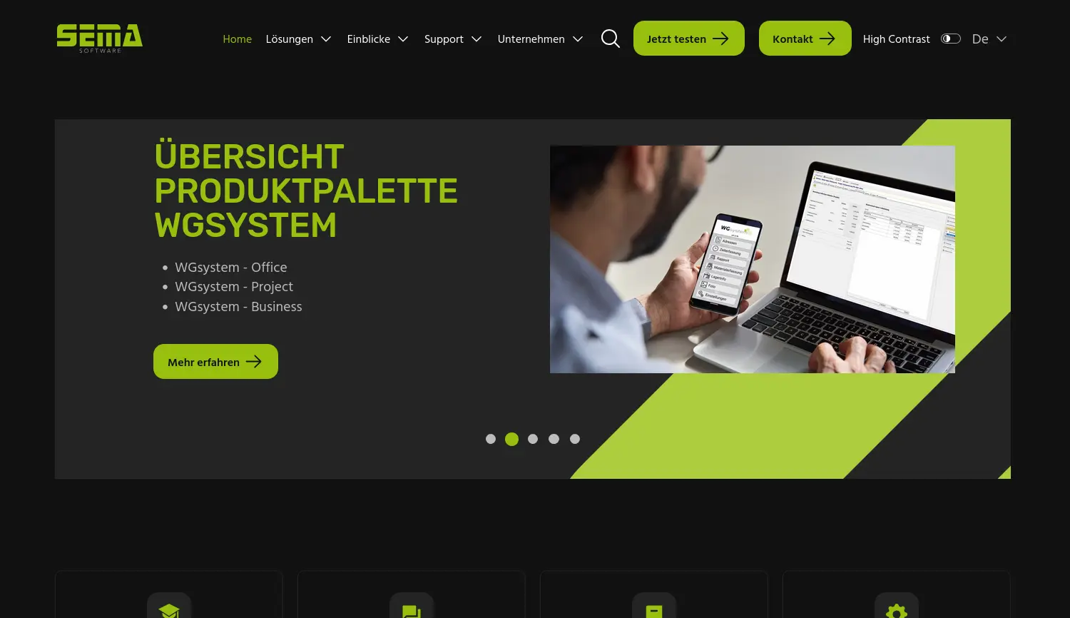 Website der Firma SEMA GmbH