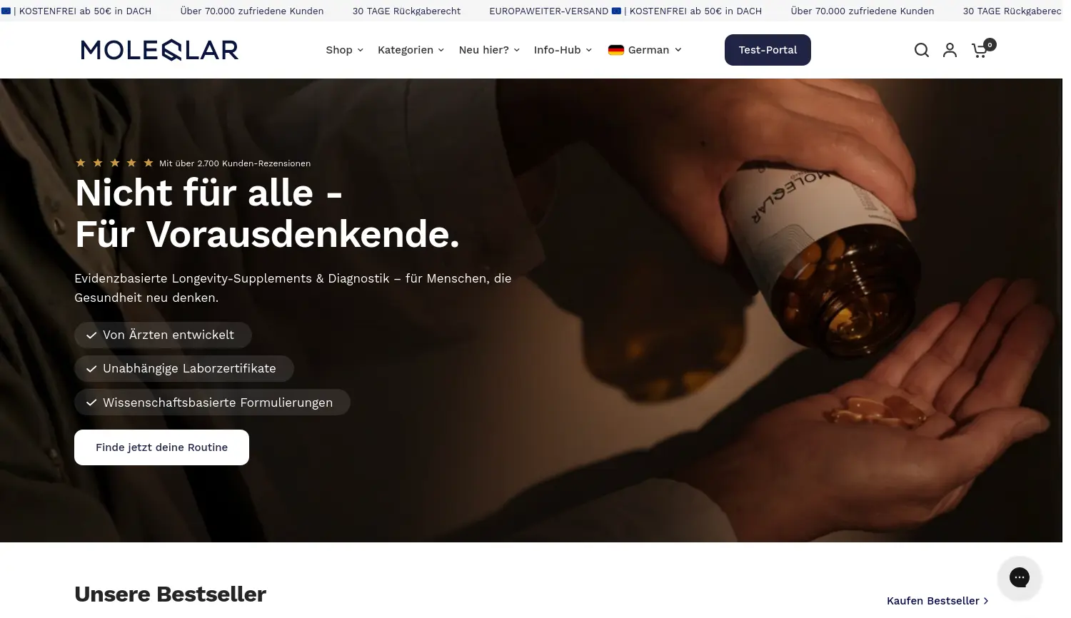 Website der Firma MoleQlar GmbH