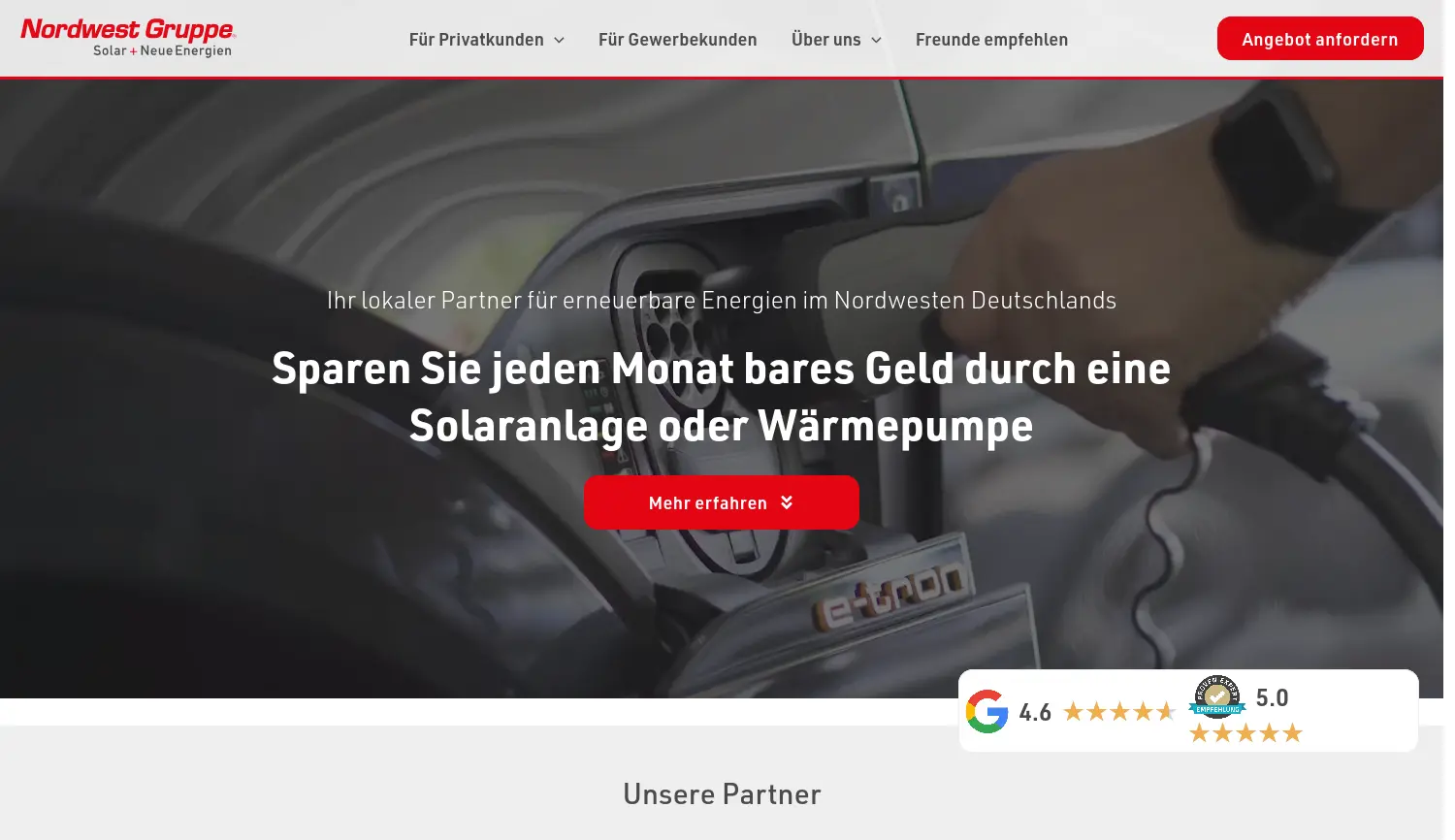 Website der Firma NW Green Energy GmbH