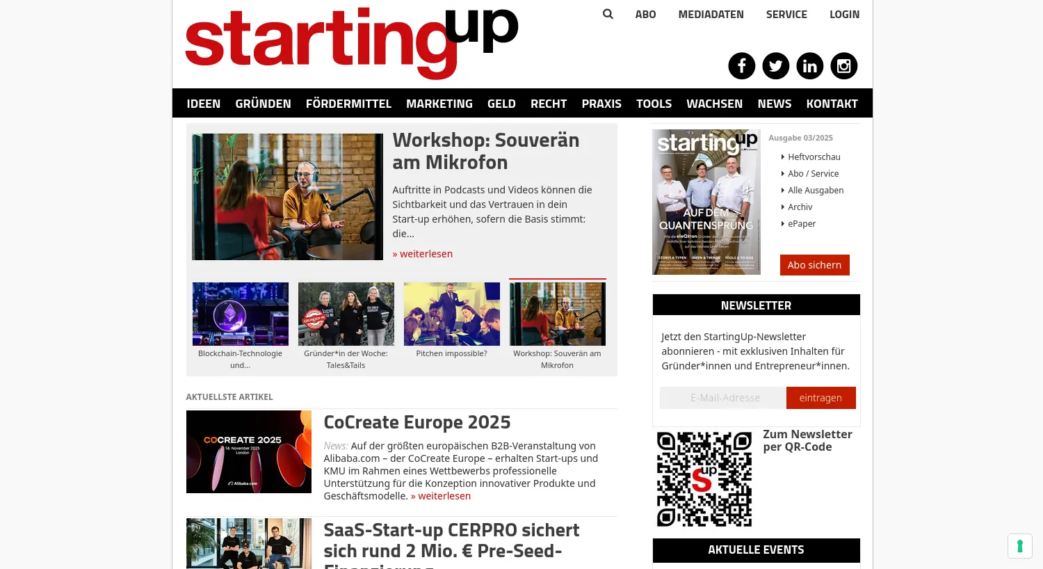 Website der Firma brutkasten GmbH (Redaktion)