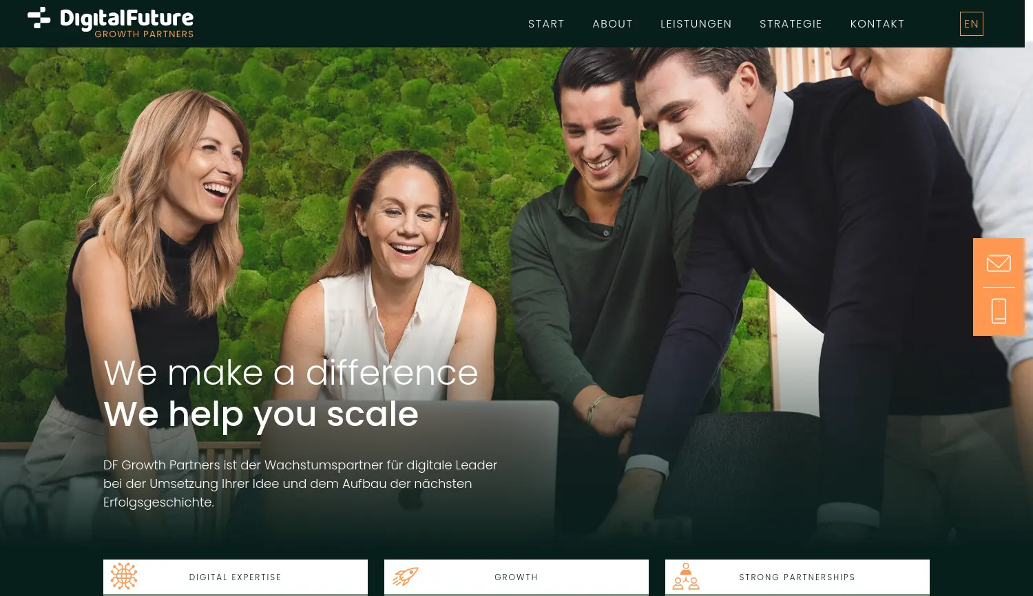 Website der Firma DF Growth Partners GmbH