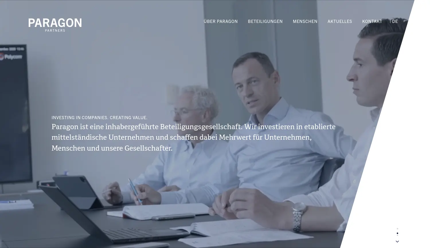 Website der Firma Paragon Partners GmbH