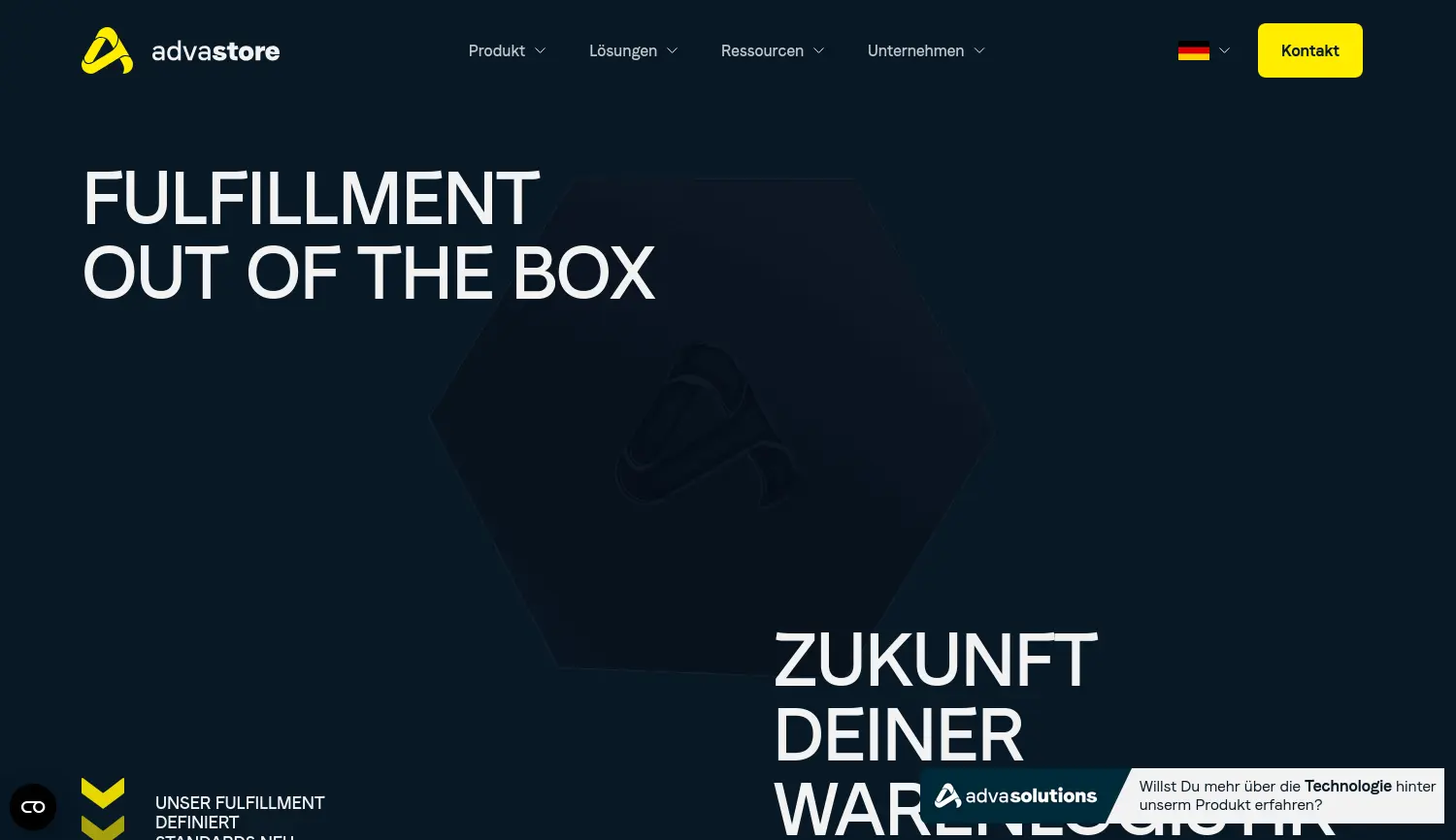 Website der Firma advastore SE