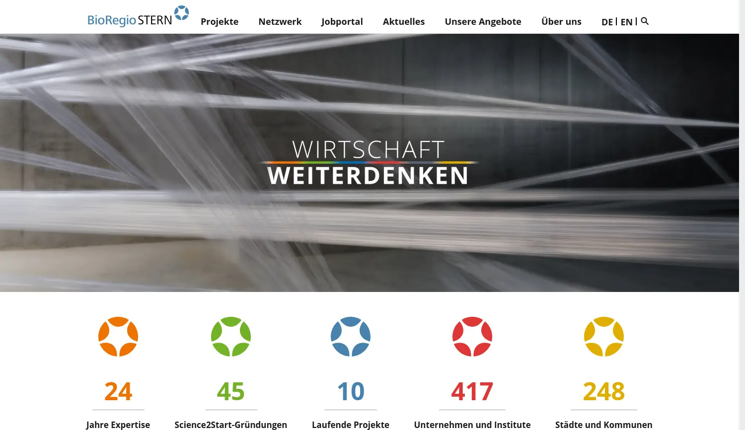 Website der Firma BioRegio STERN Management GmbH