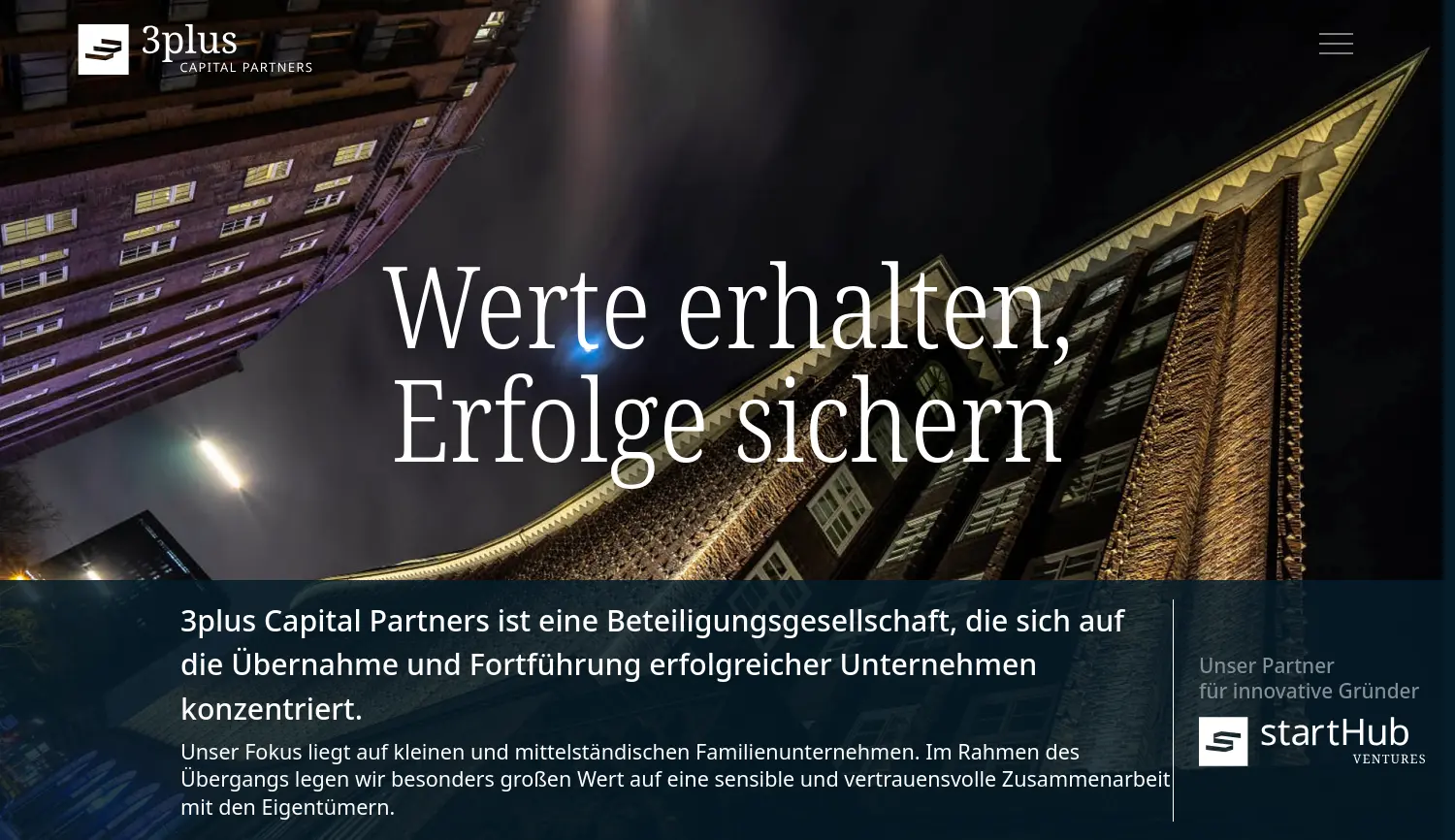 Website der Firma 3plus Capital Partners GmbH