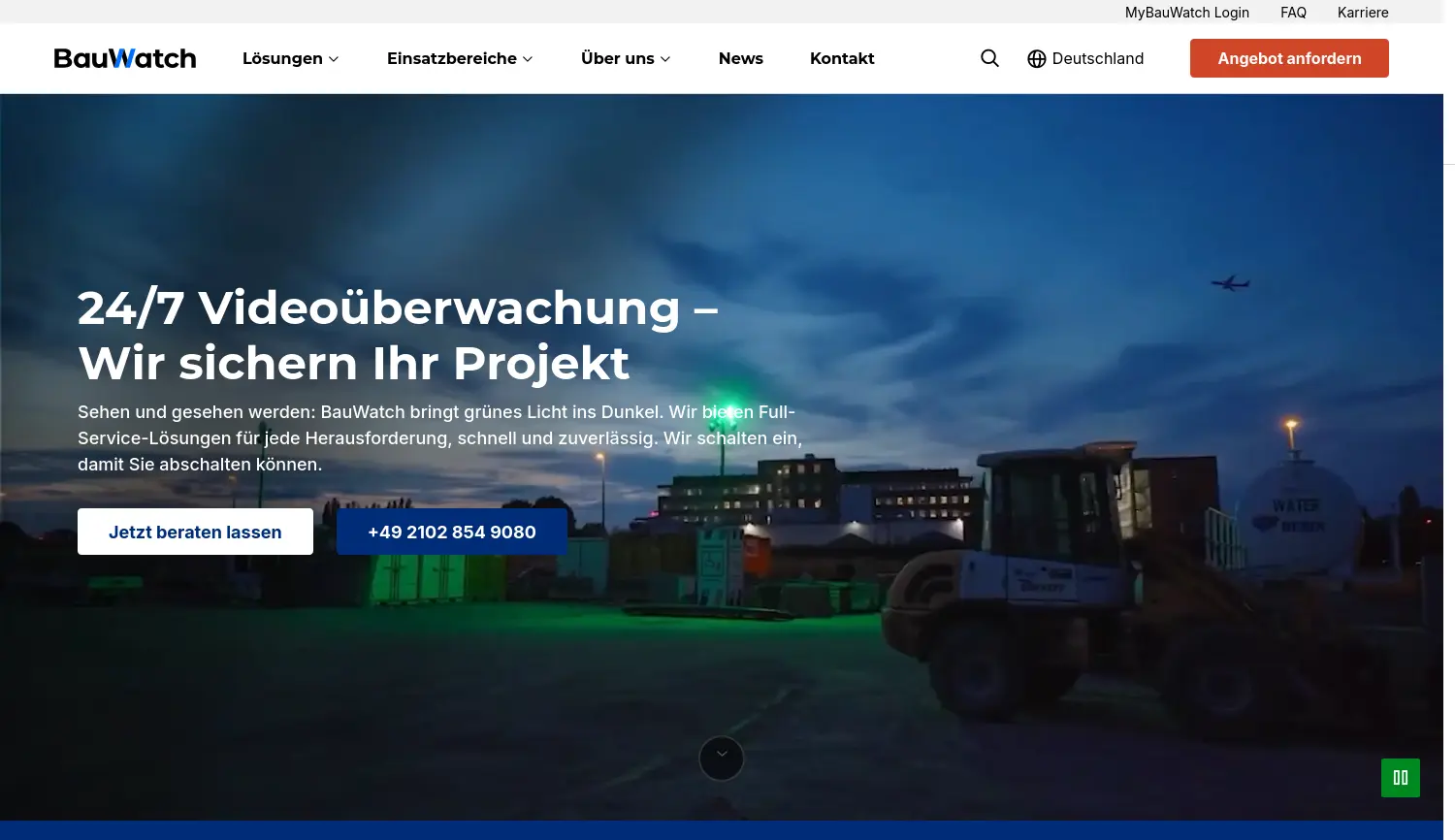 Website der Firma BauWatch Projekt Service GmbH