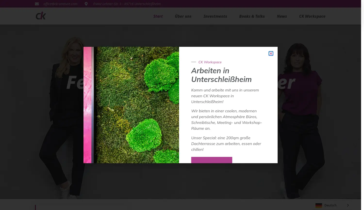 Website der Firma CK Venture Capital GmbH