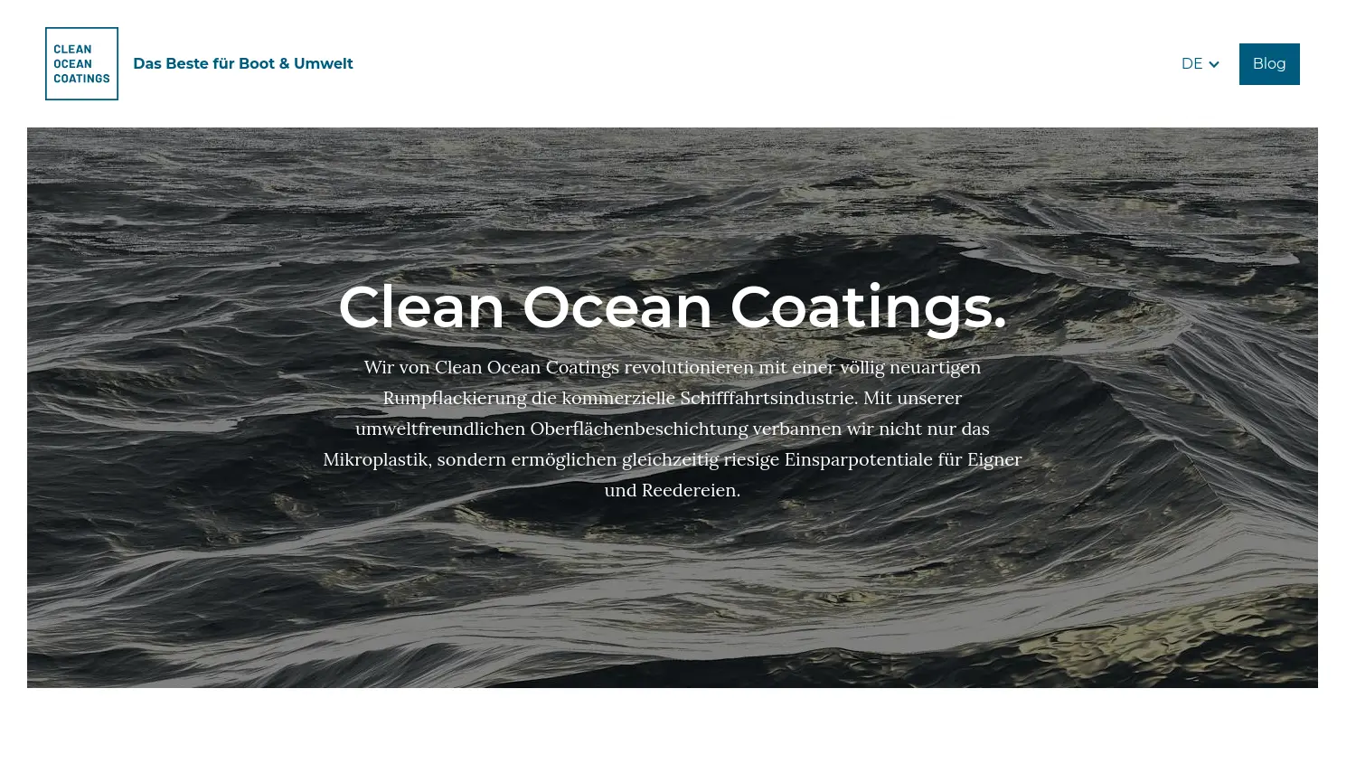 Website der Firma Clean Ocean Coatings GmbH