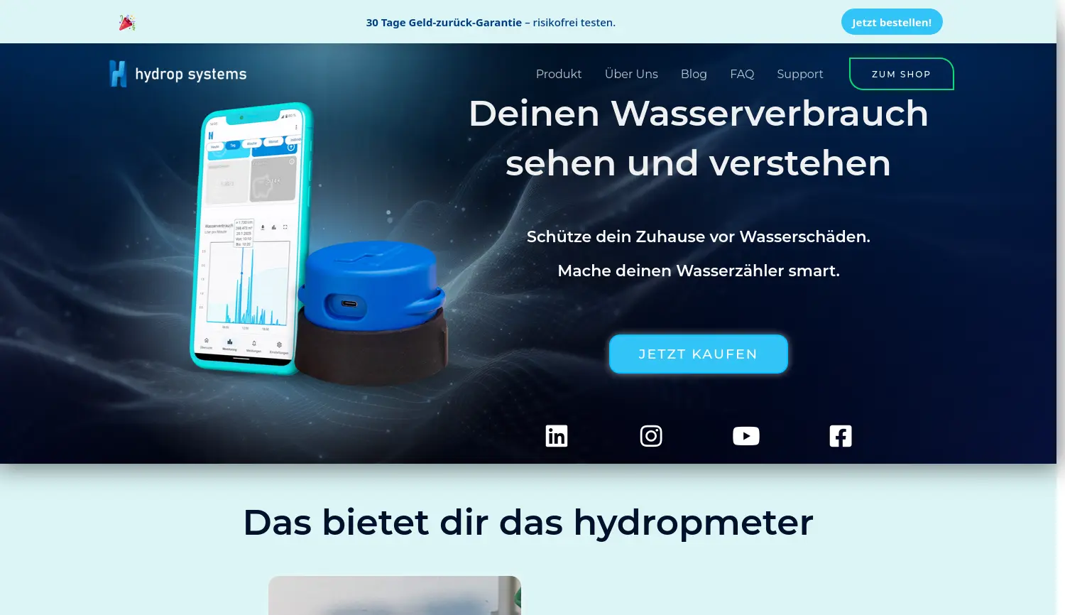 Website der Firma hydrop systems GmbH