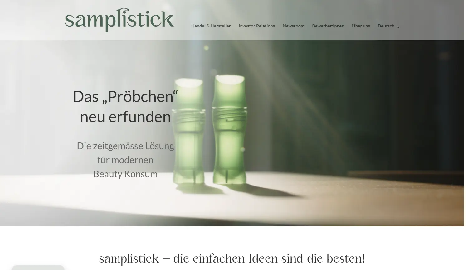 Website der Firma samplistick GmbH