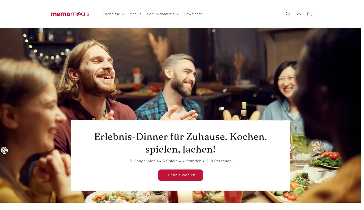 Website der Firma memomeals