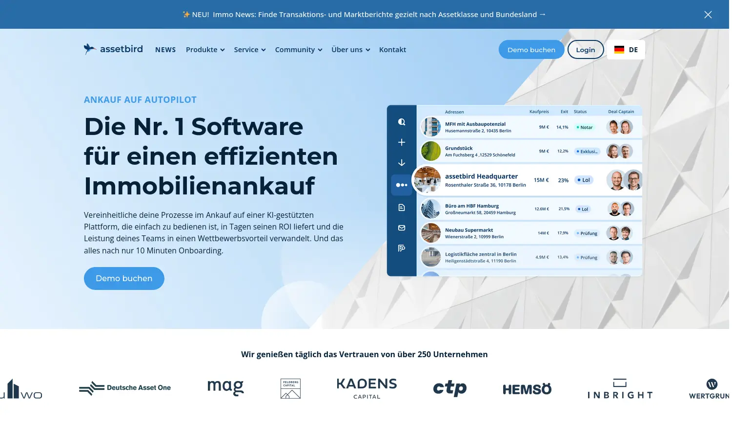 Website der Firma assetbird GmbH