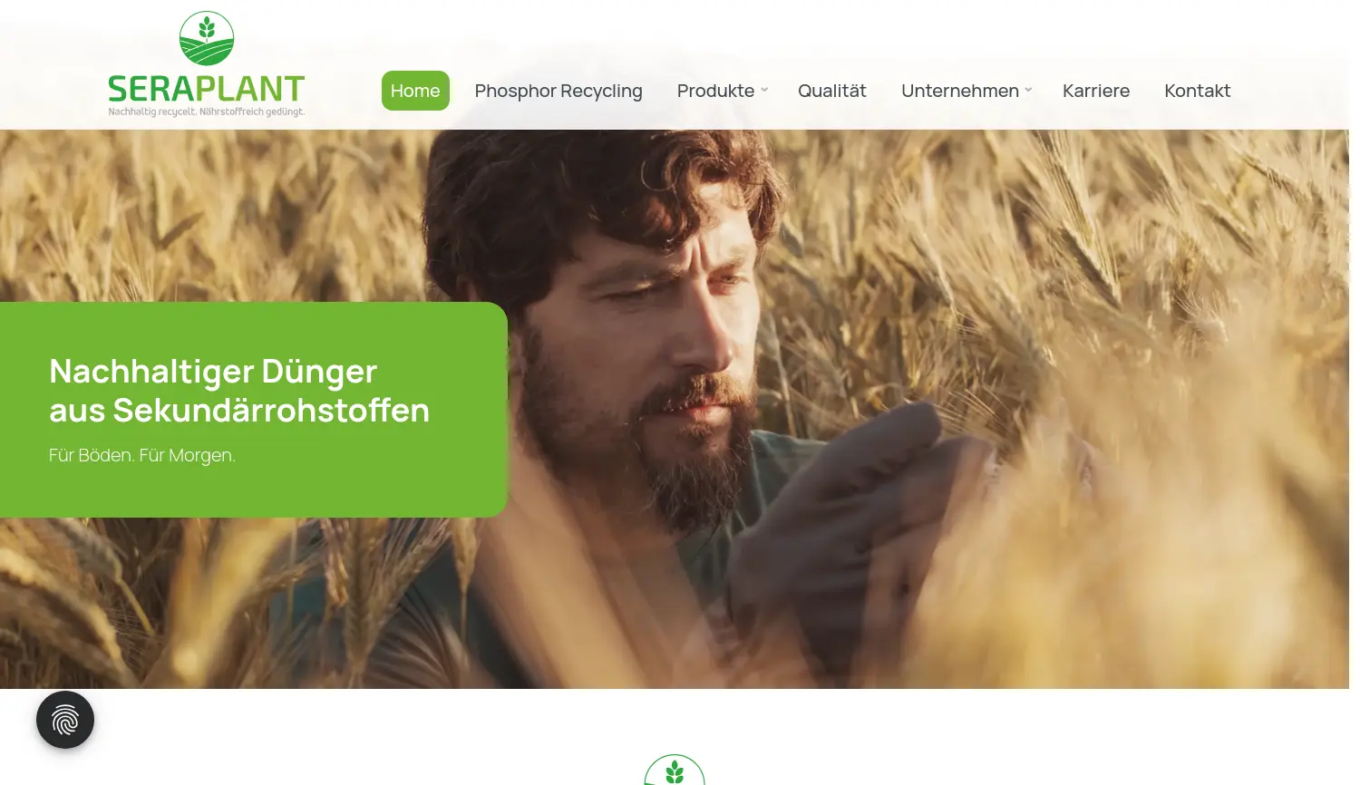 Website der Firma SERAPLANT GmbH