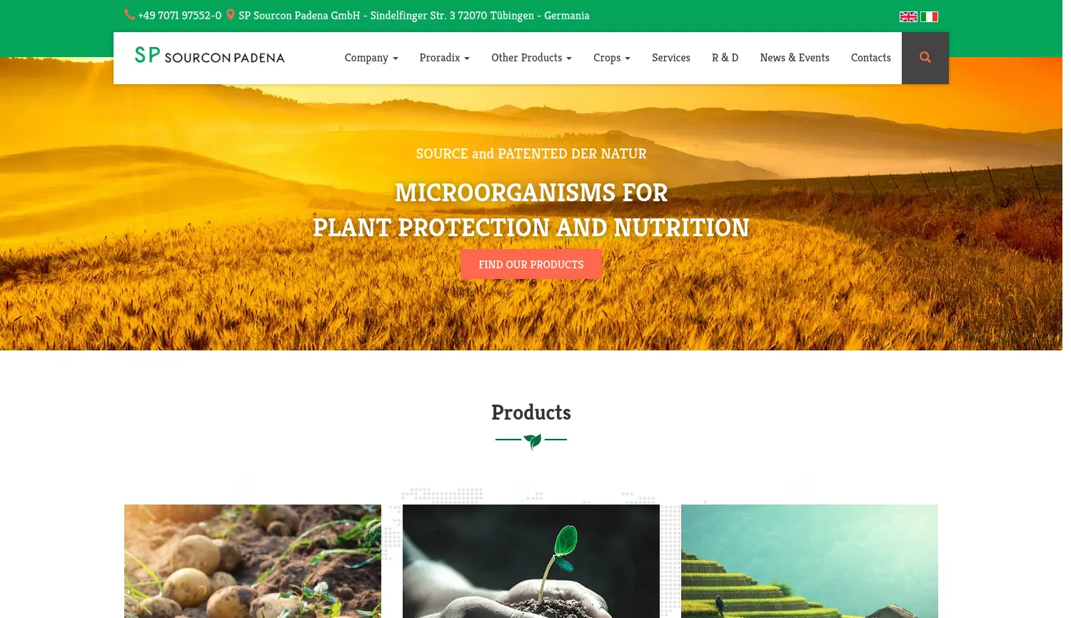 Website der Firma Sourcon Padena GmbH