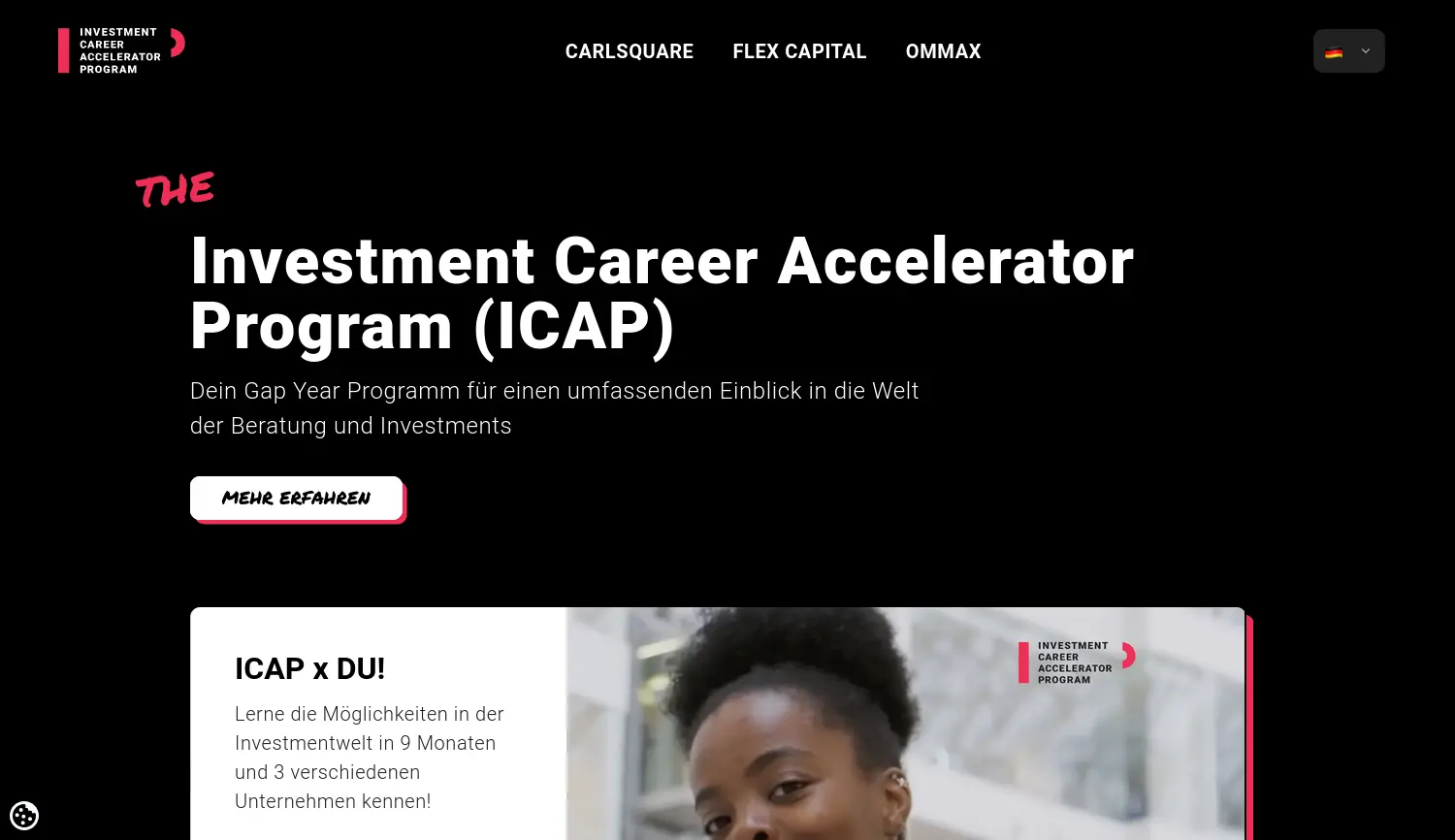 Website der Firma ICAP Gap Year Program