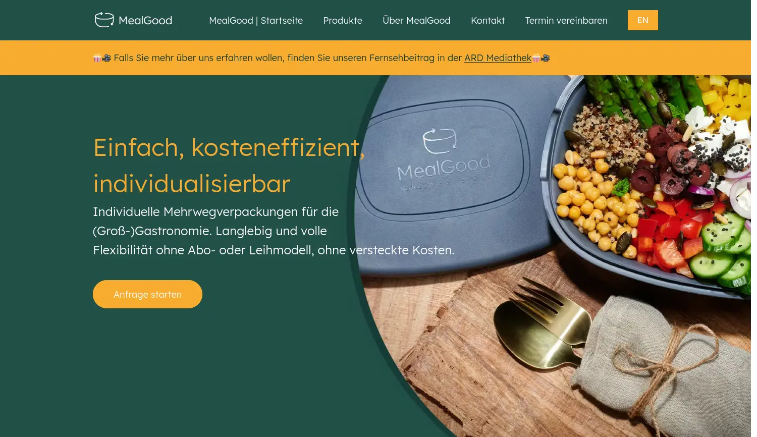 Website der Firma MealGood GmbH