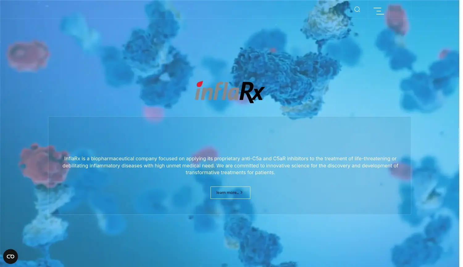 Website der Firma InflaRx N.V. / InflaRx GmbH