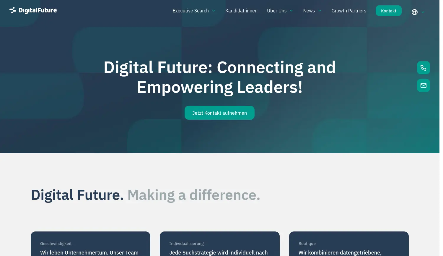 Website der Firma Digital Future GmbH