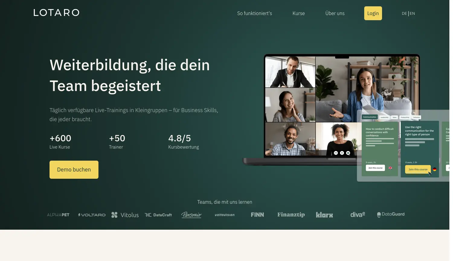 Website der Firma Lotaro GmbH