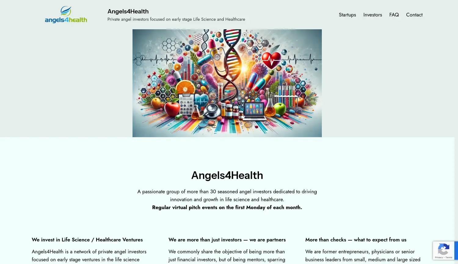 Website der Firma Angels for Health e.V.