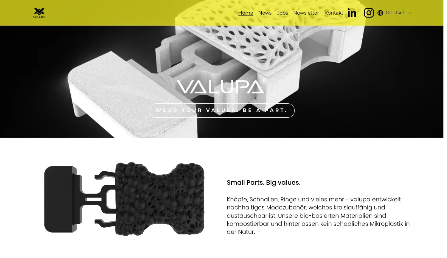 Website der Firma valupa GmbH