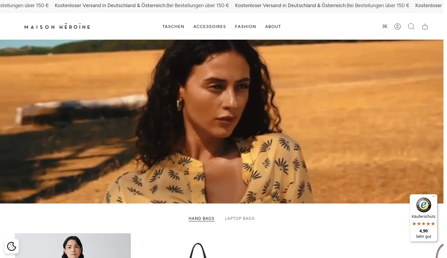 Website der Firma Maison Hēroïne