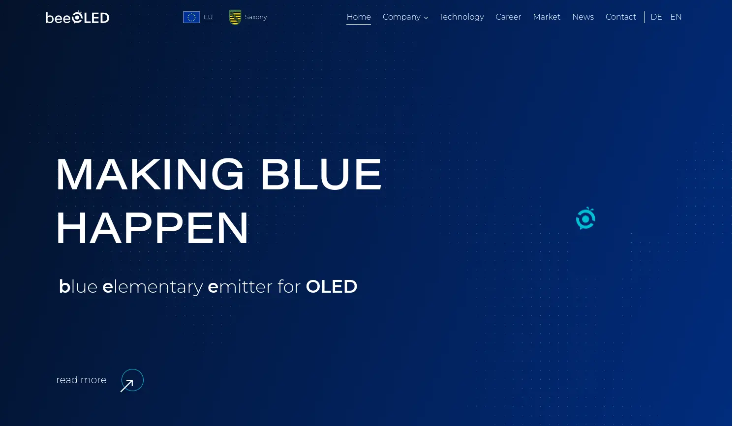 Website der Firma beeOLED GmbH