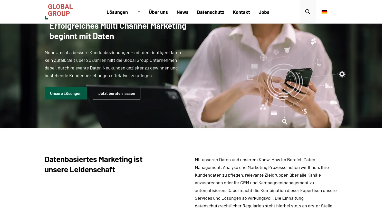 Website der Firma Global Group TDA Germany GmbH