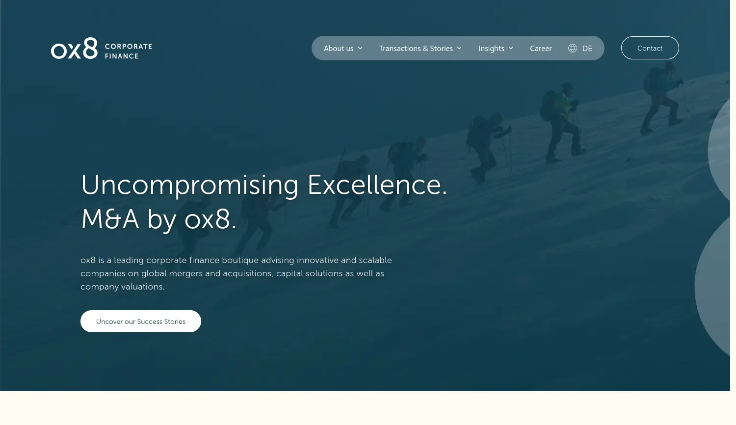 Website der Firma ox8 Corporate Finance