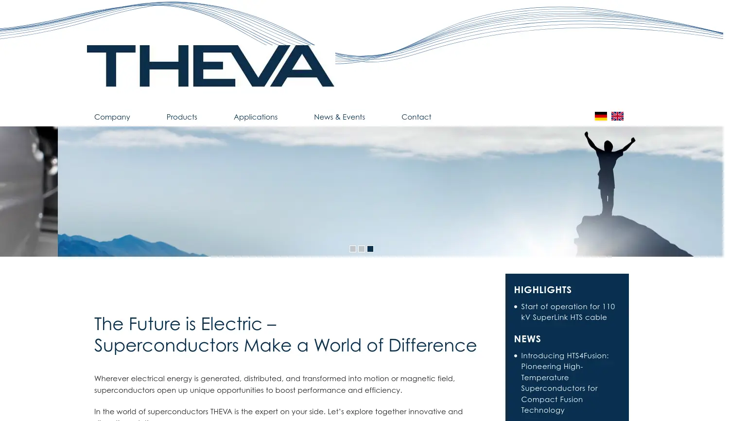 Website der Firma THEVA Dünnschichttechnik GmbH