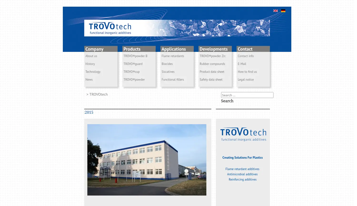 Website der Firma TROVOtech GmbH