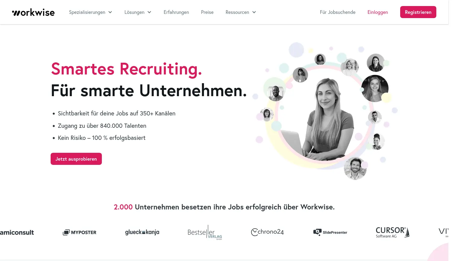 Website der Firma Workwise GmbH