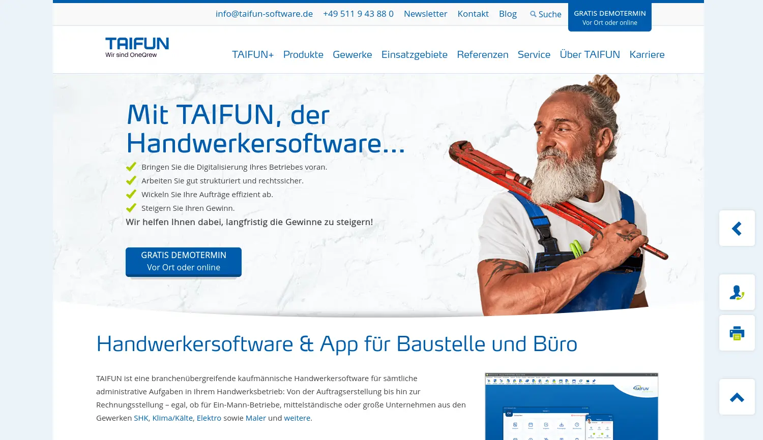 Website der Firma TAIFUN Software GmbH