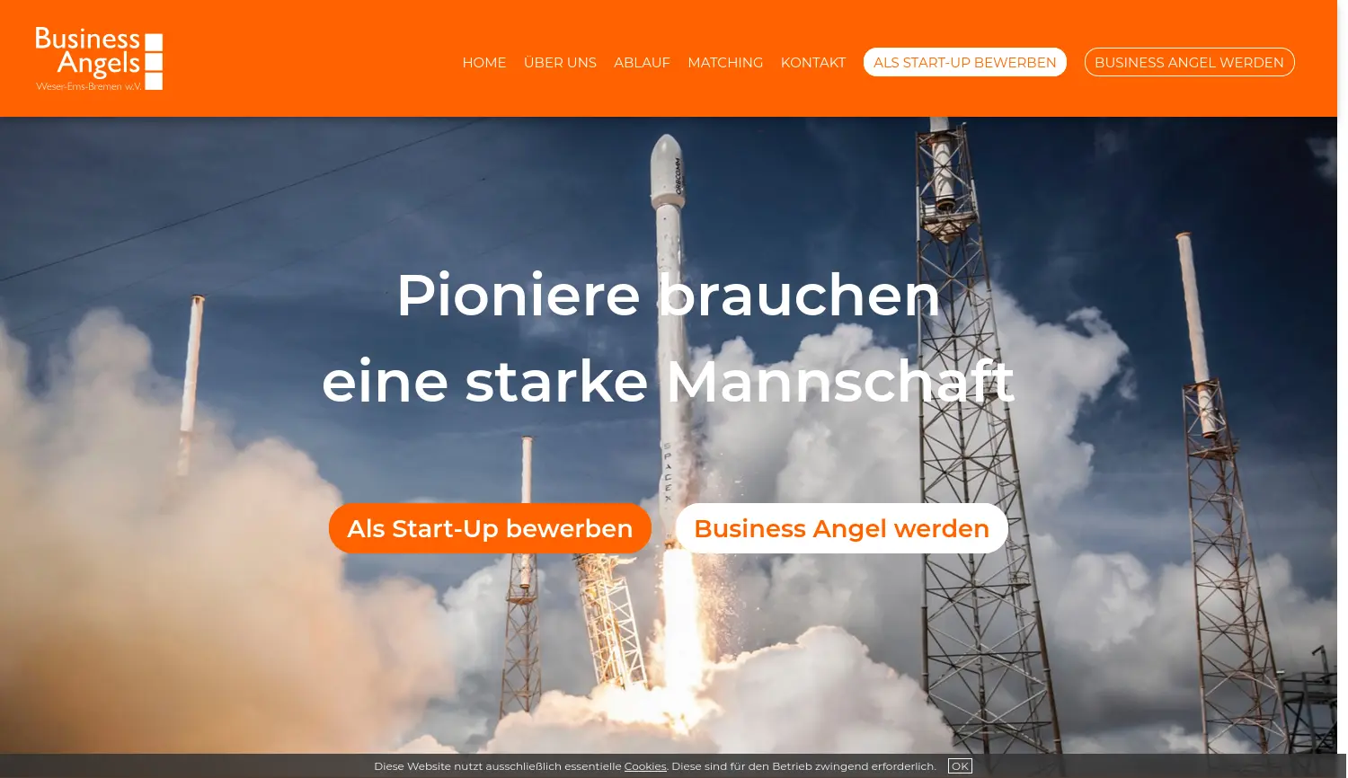 Website der Firma Business Angels Weser-Ems-Bremen e.V.