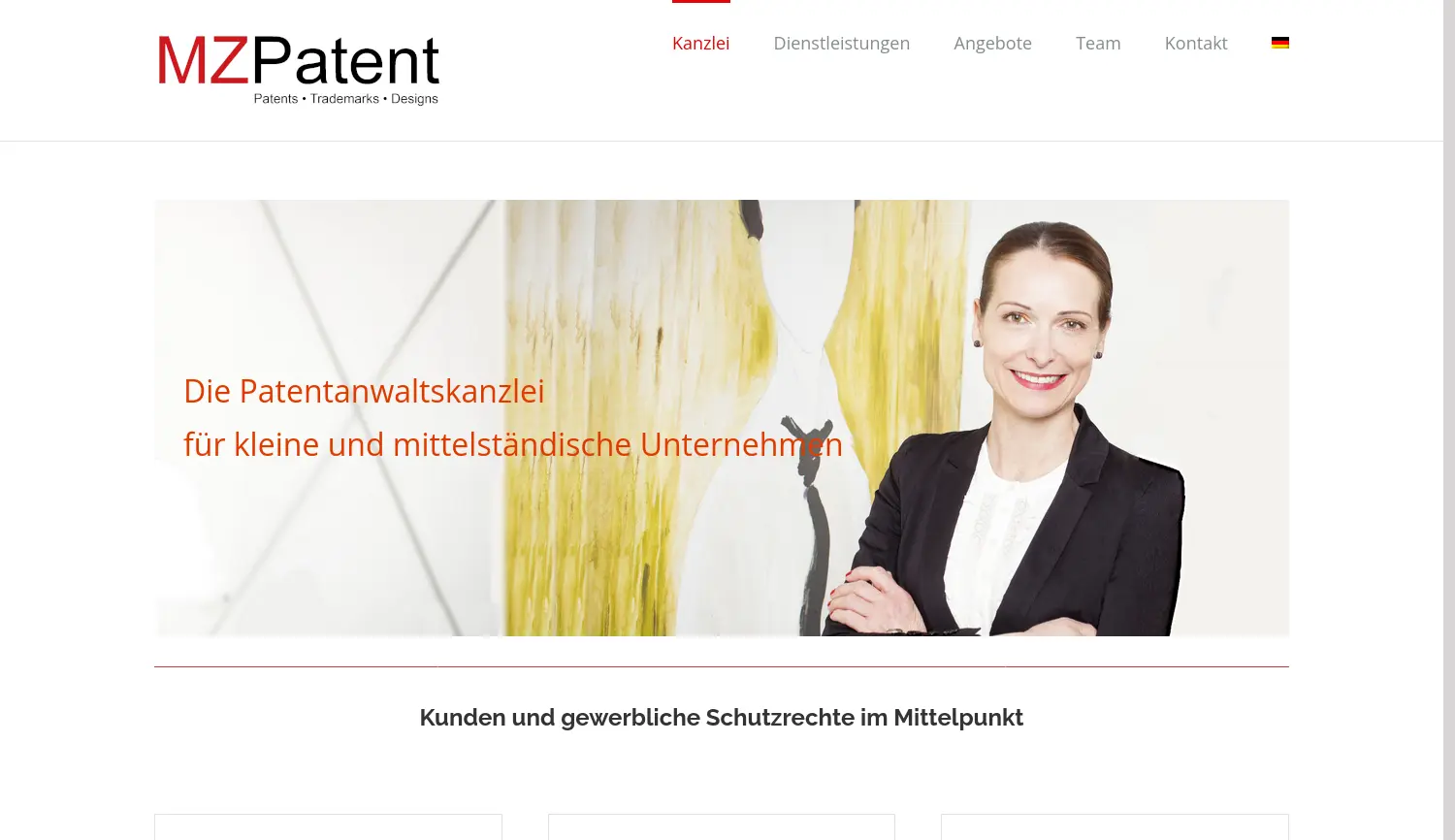 Website der Firma MZ Patent, Dr. Claudia Meinken