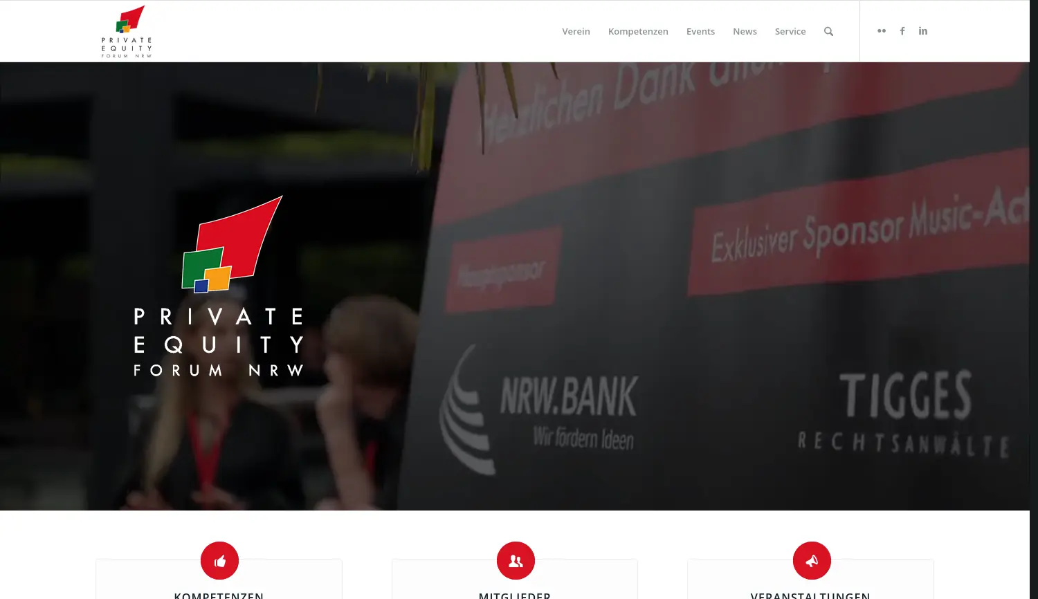 Website der Firma Private Equity Forum NRW e.V.
