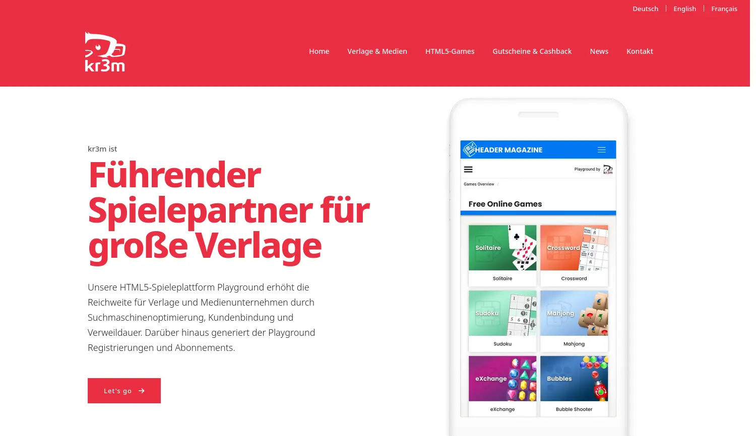 Website der Firma kr3m. media GmbH