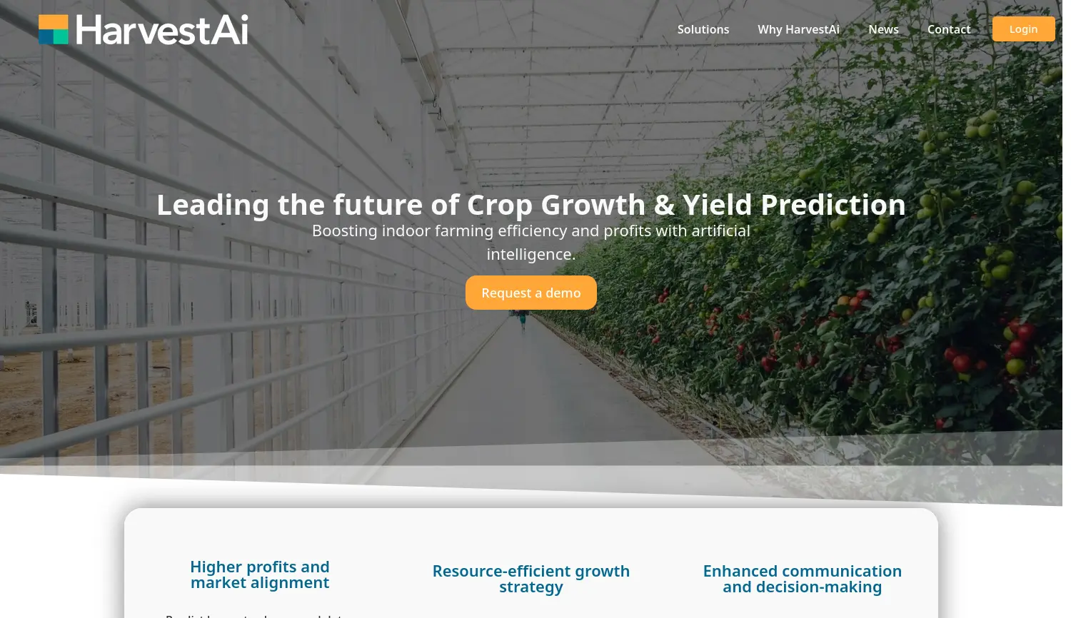 Website der Firma Harvest AI GmbH