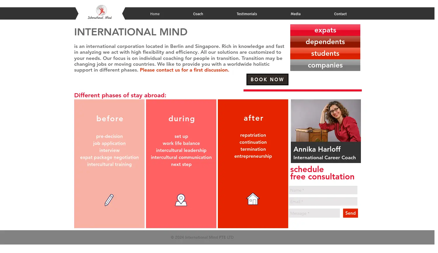 Website der Firma International Mind PTE LTD