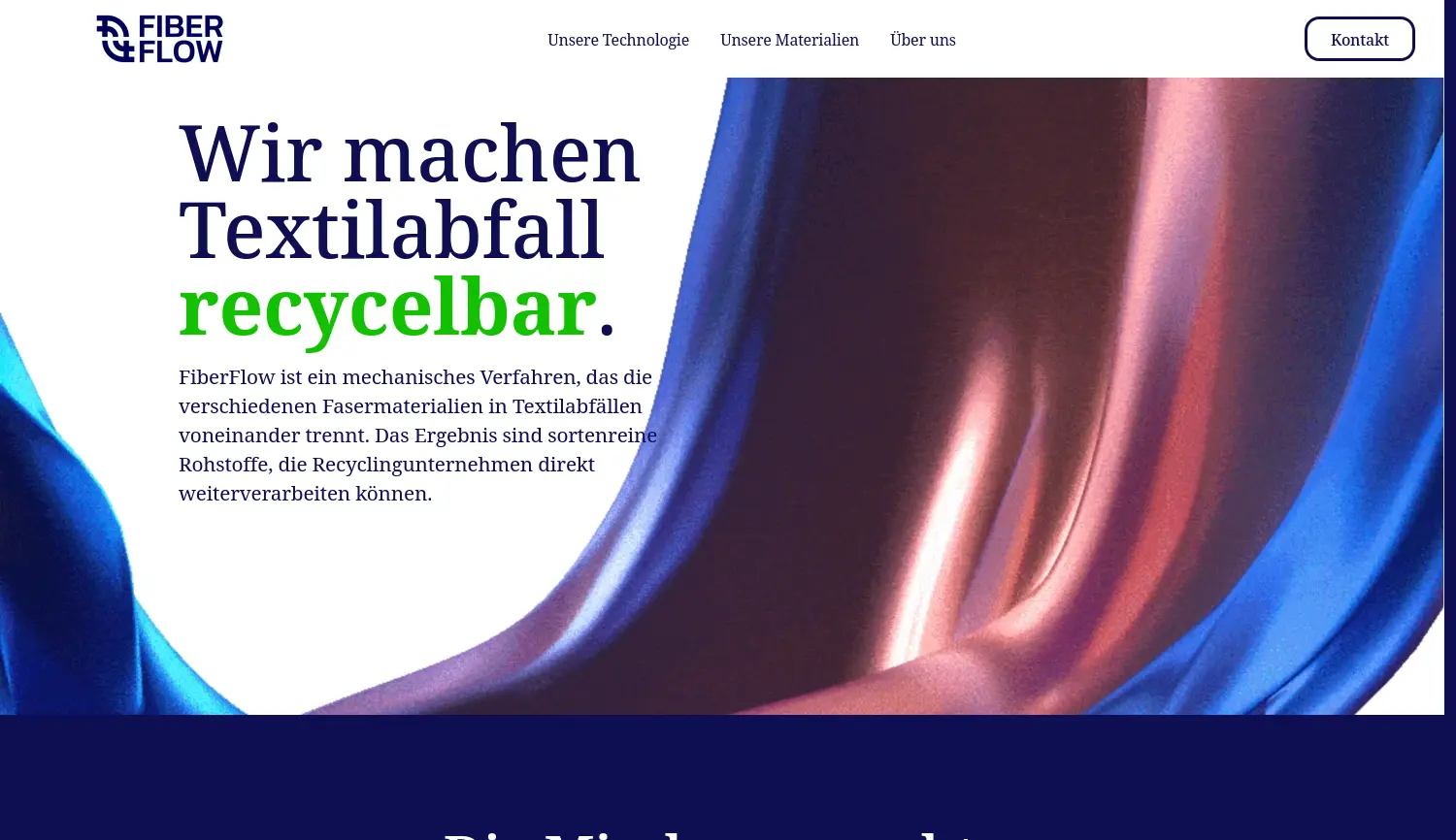 Website der Firma FiberFlow