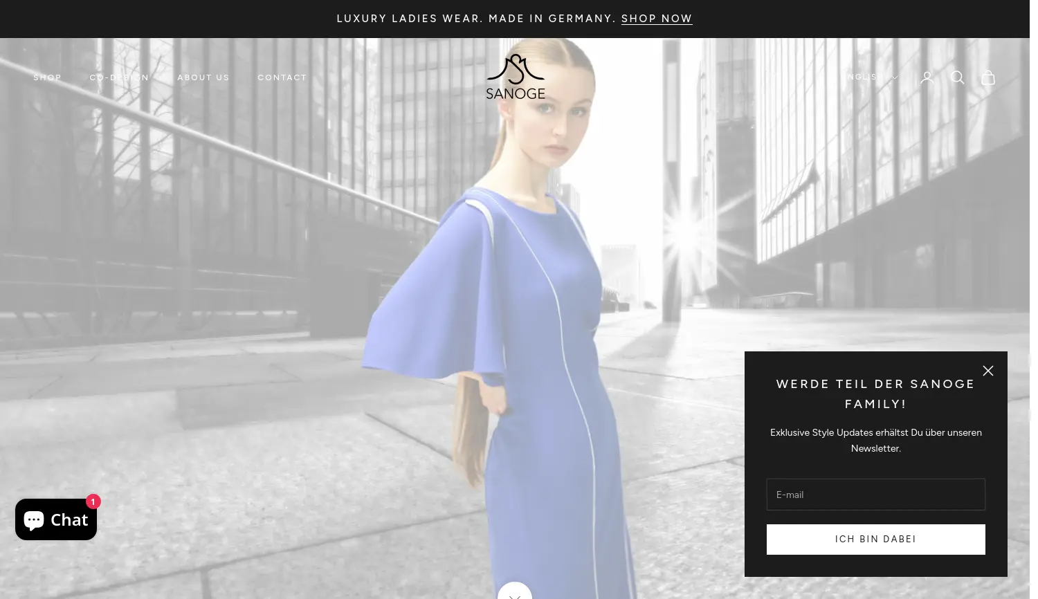 Website der Firma SANOGE GmbH