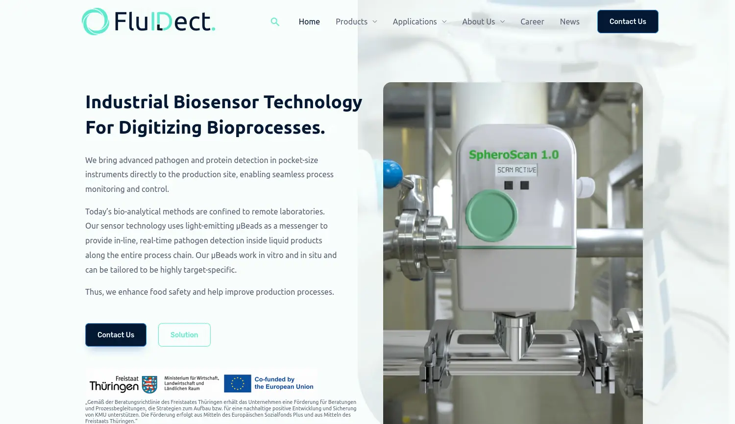 Website der Firma FluIDect GmbH