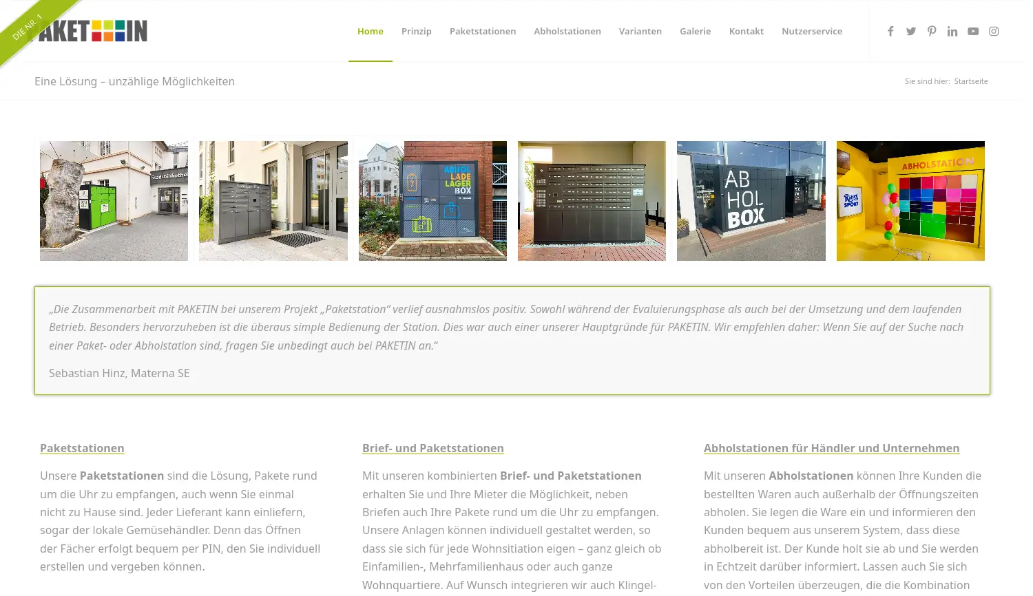 Website der Firma PAKETIN GmbH