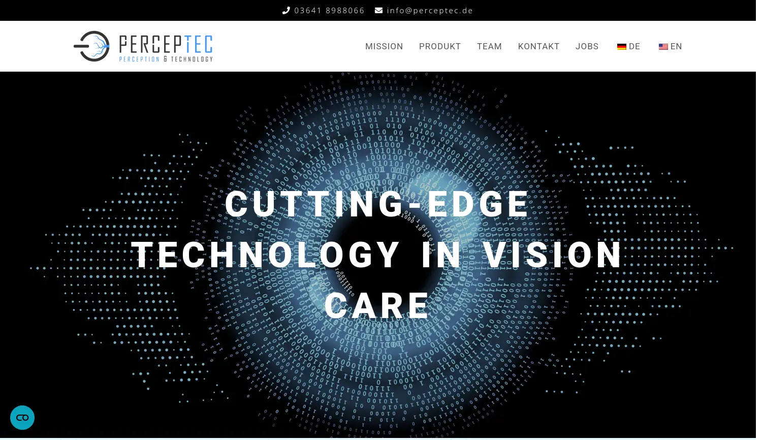 Website der Firma PERCEPTEC GmbH