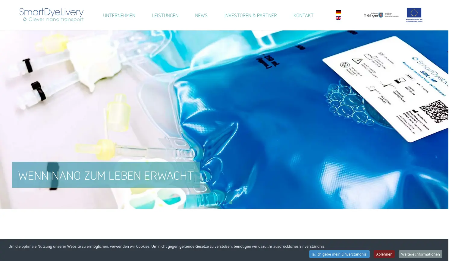 Website der Firma SmartDyeLivery GmbH