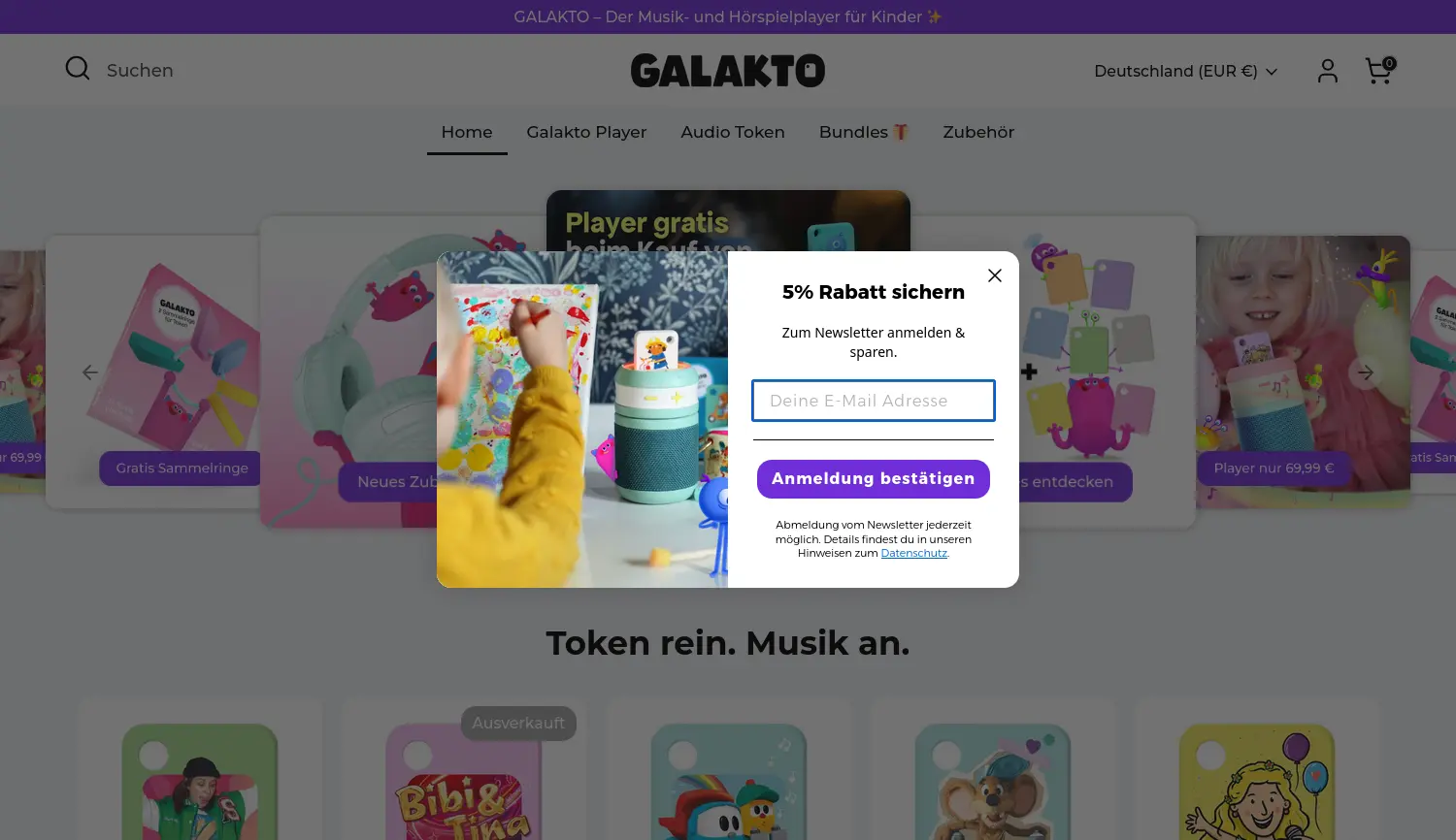 Website der Firma GALAKTO