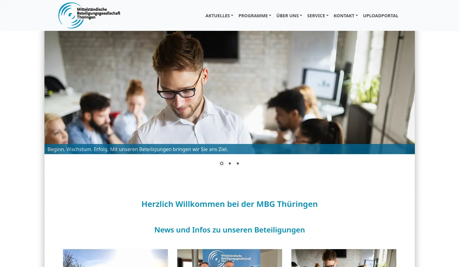 Website der Firma Mittelständische Beteiligungsgesellschaft Thüringen mbH