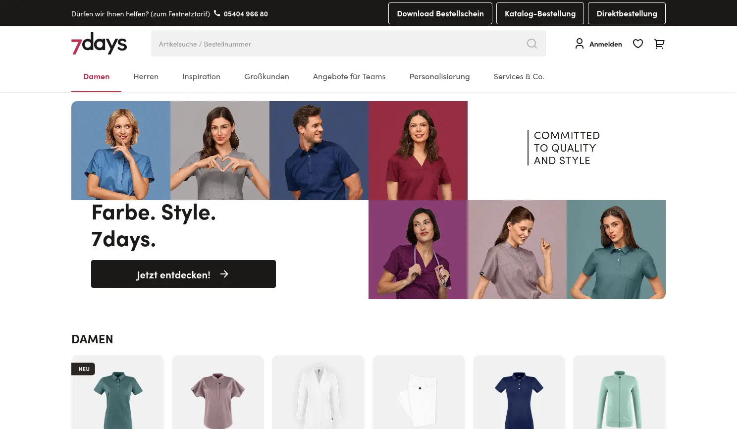 Website der Firma SD workwear GmbH