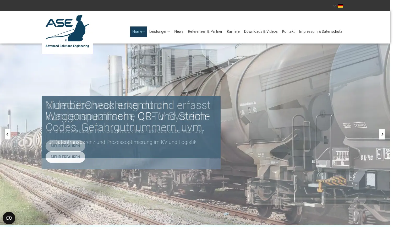 Website der Firma ASE GmbH